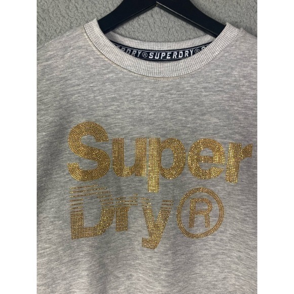 Superdry Women's S Gray Sparkle Crewneck Sweatshirt Skater Casual‎ - Picture 9 of 11